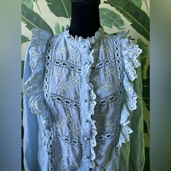 Sezane Irma Blouse in Baby Blue Size 38 US 6 - Picture 6 of 12